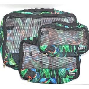 Aimee Kestenberg Packing Cube Organizers Set Of 3 Floral Print Zippered Mesh